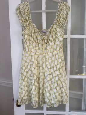 Urban Outfitters Yellow and Green Floral Mini Dress